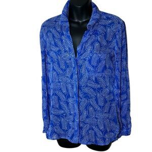 Diane von furstenberg lorelei 100% silk long sleeve button up abstract sheer 2